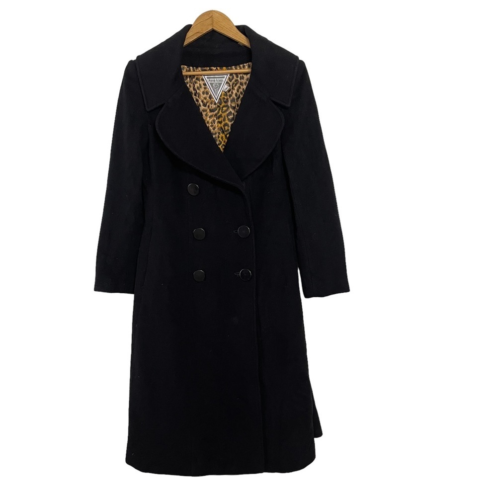 Marvin Richardson Double Breast Black Wool Cashmere Blend Trench Coat